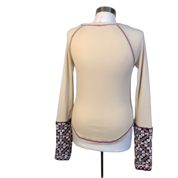 NWT FREE PEOPLE Tan Brown/white thermal sweater - Picture 6 of 11